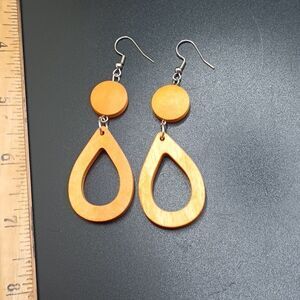 BOHEMIAN tear drop pear shape wood drop earrings